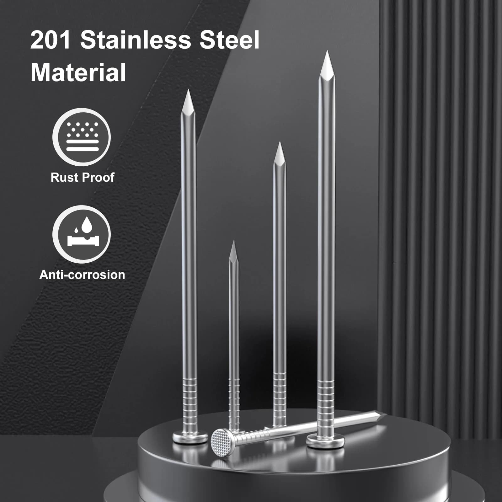 VGBUY 360PCS Stainless Steel Finishing Nails 1-1/2 Inch (3.81 cm) | Flat Head Picture Hanging Nails for Wood & Walls - view 3