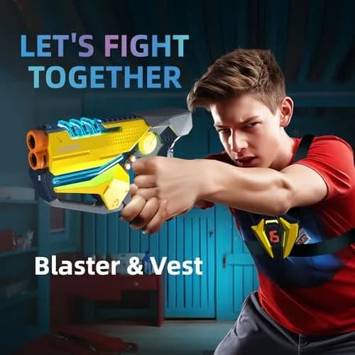 TG BLOCKS Laser Tag Set of 4 with Vests | Futuristic Sci-Fi Design, LED Lights, 4-Player Game thumbnail 7