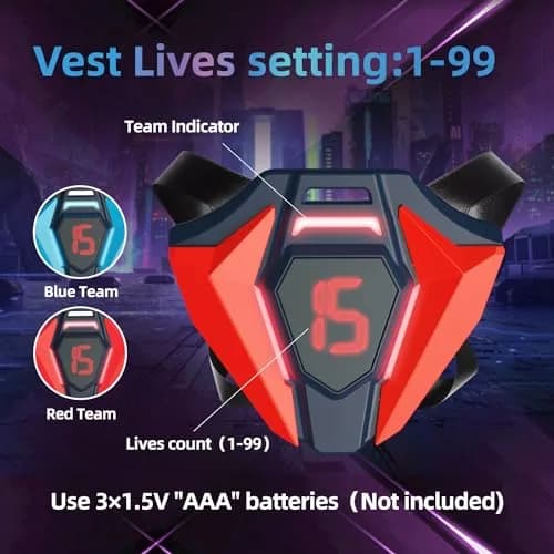 TG BLOCKS Laser Tag Set of 2 with LED Vests | Futuristic Sci-Fi Design & Advanced Gameplay Options thumbnail 3