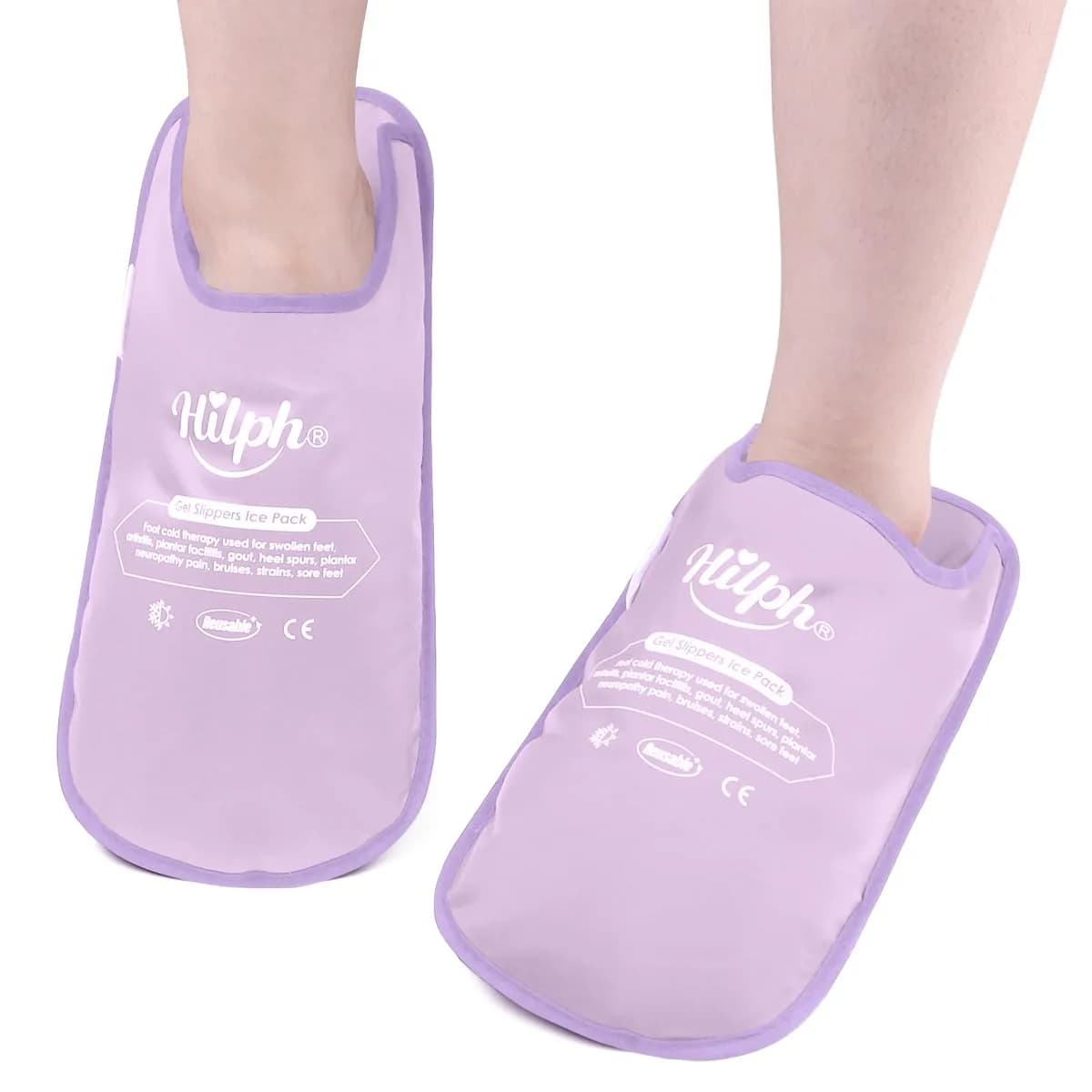 Hilph Foot Ice Pack Slippers, Gel Cold Therapy for Plantar Fasciitis, Gout, Neuropathy Relief, 2-Pack Purple - main product image