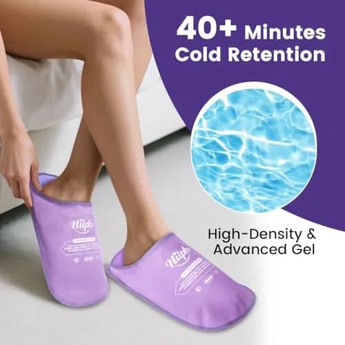 Hilph Foot Ice Pack Slippers, Gel Cold Therapy for Plantar Fasciitis, Gout, Neuropathy Relief, 2-Pack Purple thumbnail 4