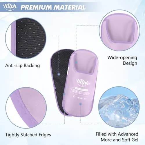 Hilph Foot Ice Pack Slippers, Gel Cold Therapy for Plantar Fasciitis, Gout, Neuropathy Relief, 2-Pack Purple thumbnail 5