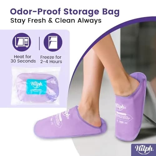 Hilph Foot Ice Pack Slippers, Gel Cold Therapy for Plantar Fasciitis, Gout, Neuropathy Relief, 2-Pack Purple thumbnail 7