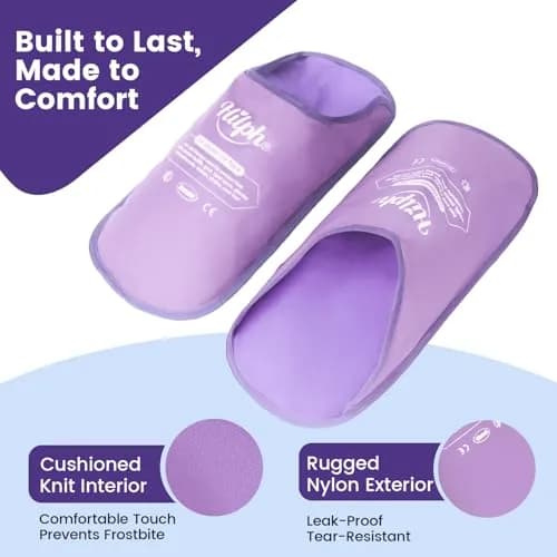 Hilph Foot Ice Pack Slippers, Gel Cold Therapy for Plantar Fasciitis, Gout, Neuropathy Relief, 2-Pack Purple thumbnail 8