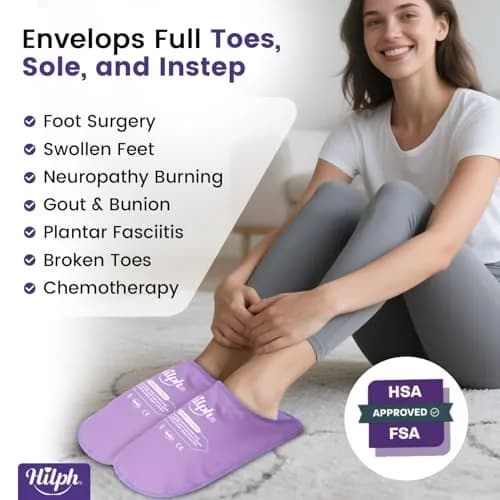 Hilph Foot Ice Pack Slippers, Gel Cold Therapy for Plantar Fasciitis, Gout, Neuropathy Relief, 2-Pack Purple thumbnail 2