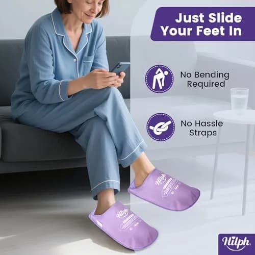 Hilph Foot Ice Pack Slippers, Gel Cold Therapy for Plantar Fasciitis, Gout, Neuropathy Relief, 2-Pack Purple thumbnail 3