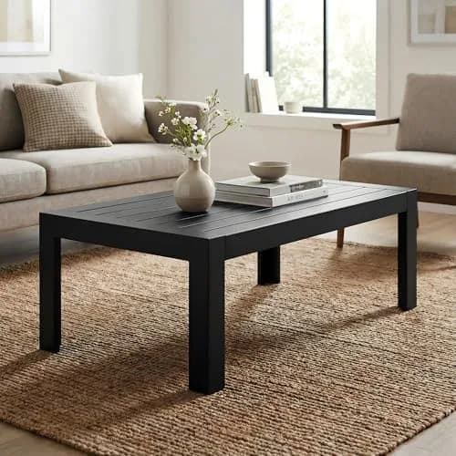 Solaste Aluminum Outdoor Coffee Table 43in x 24in x 16in | All-Weather Metal Patio Furniture thumbnail 6