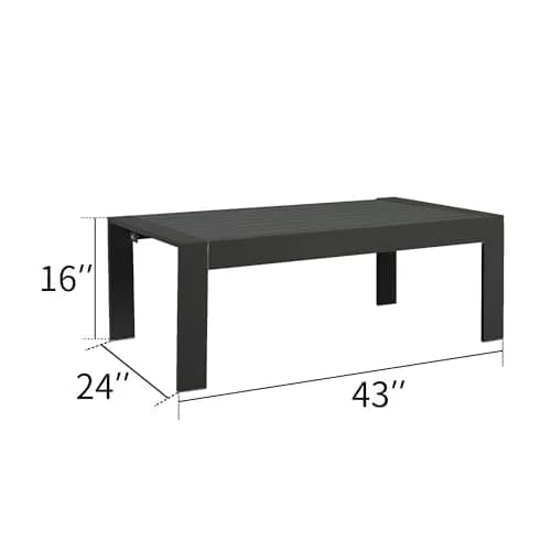 Solaste Aluminum Outdoor Coffee Table 43in x 24in x 16in | All-Weather Metal Patio Furniture thumbnail 2