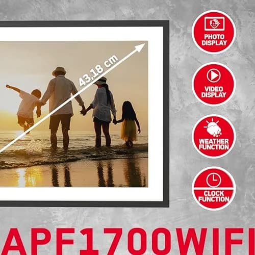 AgfaPhoto WiFi Frameo Digital Picture Frame, 17 Inch Touchscreen Display with 32GB Storage thumbnail 5
