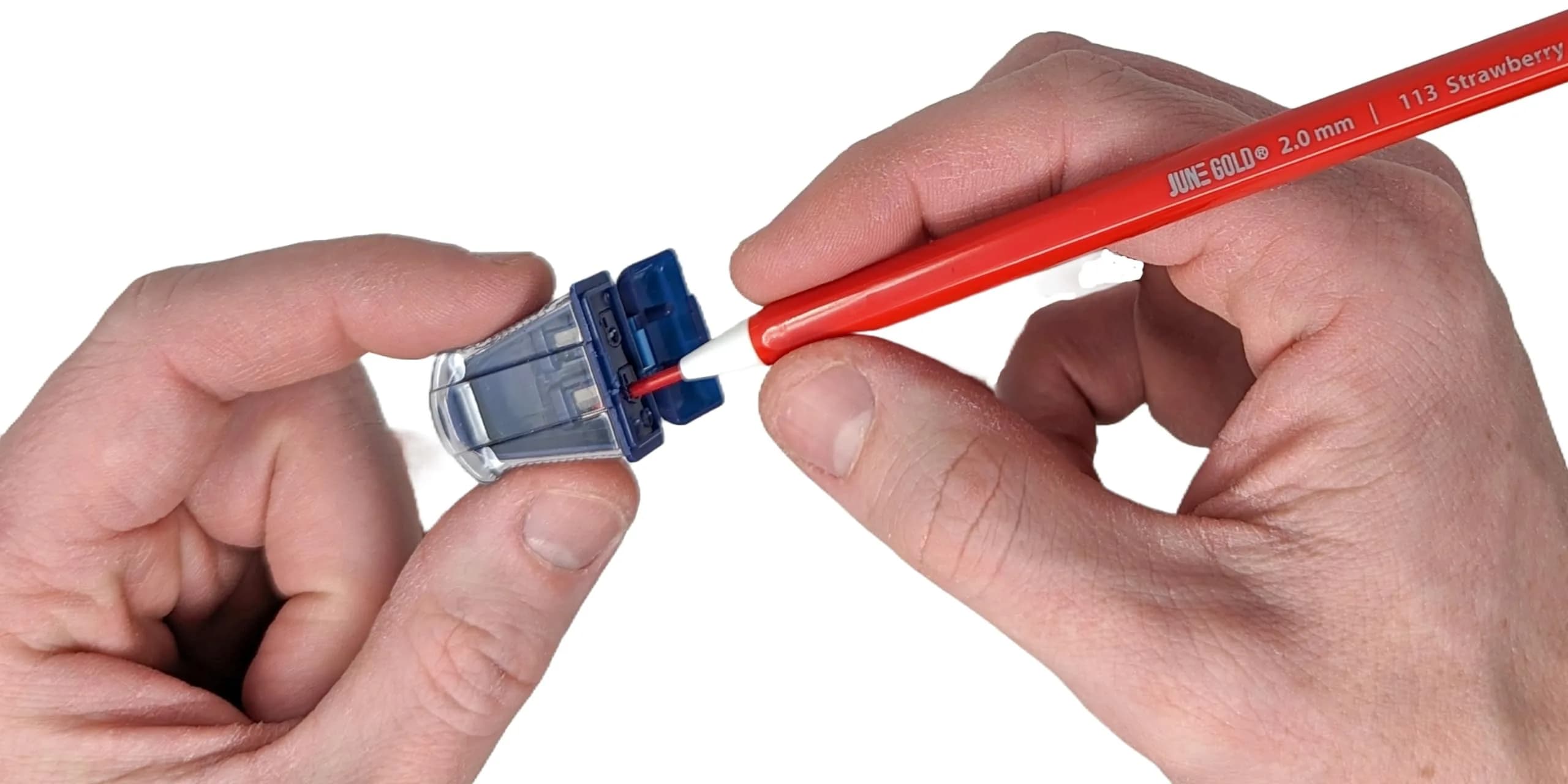 June Gold 2.0 mm Pencil Sharpener for Graphite or Color Leads (2 Pack, Blue) | Sharpens Leads & Catches Dust - view 3