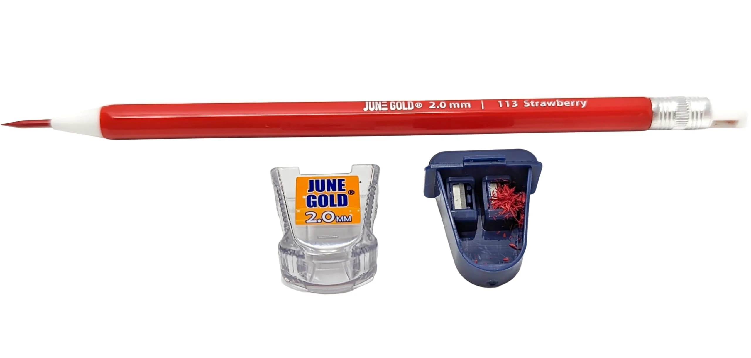 June Gold 2.0 mm Pencil Sharpener for Graphite or Color Leads (2 Pack, Blue) | Sharpens Leads & Catches Dust - view 4