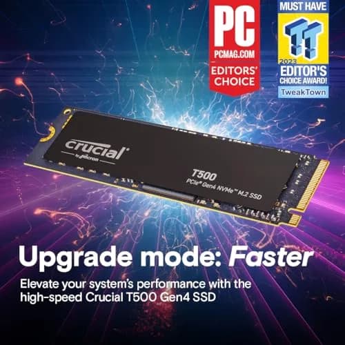 Crucial T500 1TB PCIe Gen4 NVMe M.2 SSD | 7,300MB/s Read, 6,800MB/s Write thumbnail 6