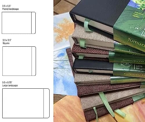 tumuarta Watercolor Journal 3.5x5.5” | 140 LB Cotton Paper, Cold Press, 24 Sheets thumbnail 8