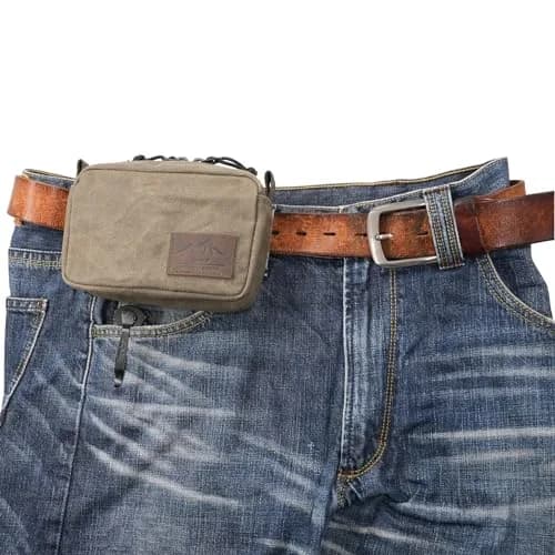 diodrio Waxed Canvas Belt Pouch Medium | Water Resistant EDC Bag for Men & Women thumbnail 1