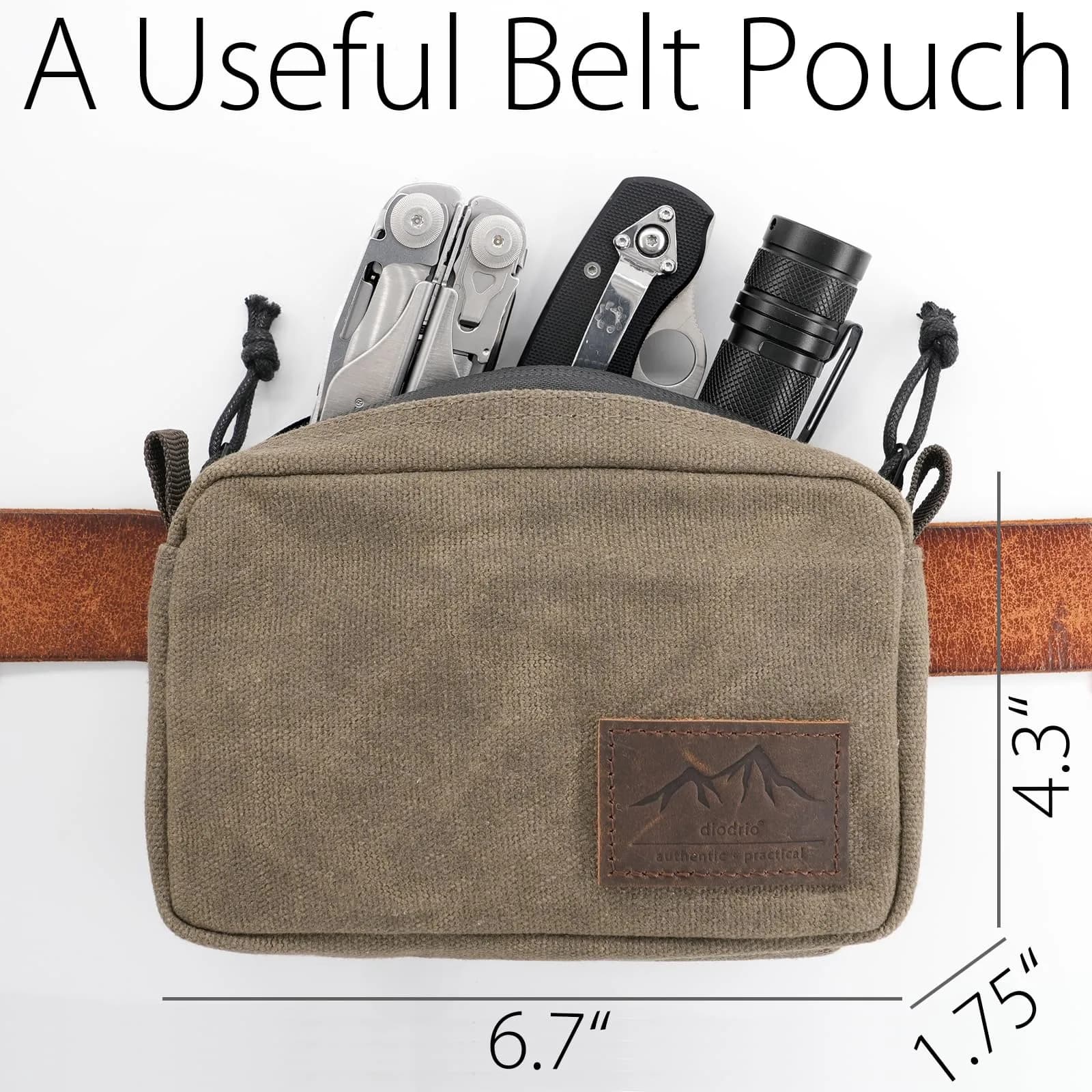 diodrio Waxed Canvas Belt Pouch Medium | Water Resistant EDC Bag for Men & Women - view 2