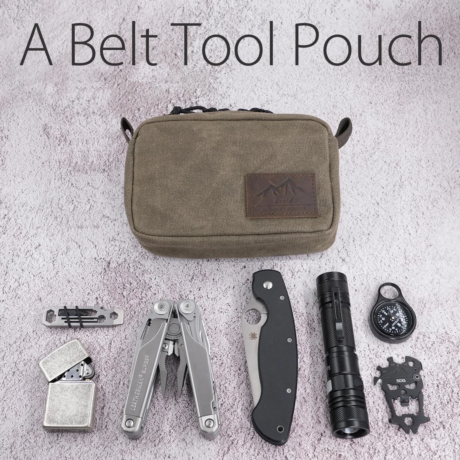 diodrio Waxed Canvas Belt Pouch Medium | Water Resistant EDC Bag for Men & Women - view 4