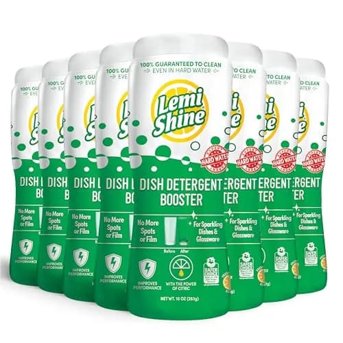 Lemi Shine Natural Dish Detergent Booster - 10 oz (8 Pack) | Hard Water Stain Remover & Citric Acid Cleaner thumbnail 1