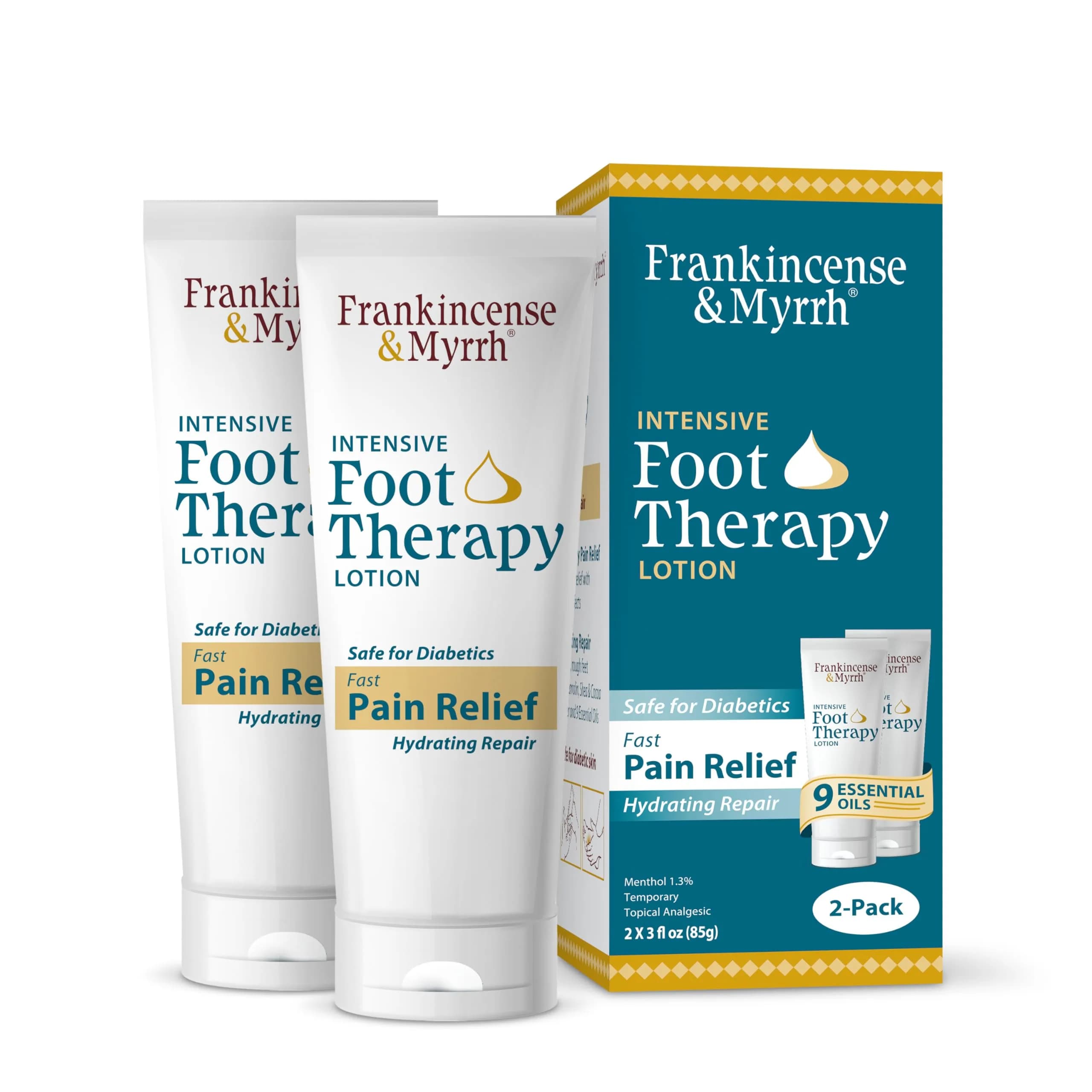 FRANKINCENSE & MYRRH Intensive Foot Therapy Lotion, Restless Leg 3oz | Hydrating & Pain Relief for Dry, Rough Skin