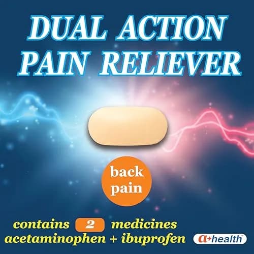 A+Health Dual Action Back Pain Relief Caplets 144 ct | Acetaminophen & Ibuprofen for Fast Relief thumbnail 4