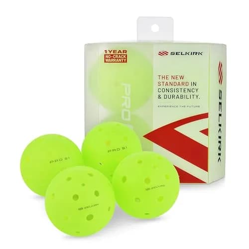 Selkirk Sport Pro S1 Pickleball Balls 4 Pack | Crack-Resistant, 38-Hole Outdoor Tournament Balls thumbnail 1