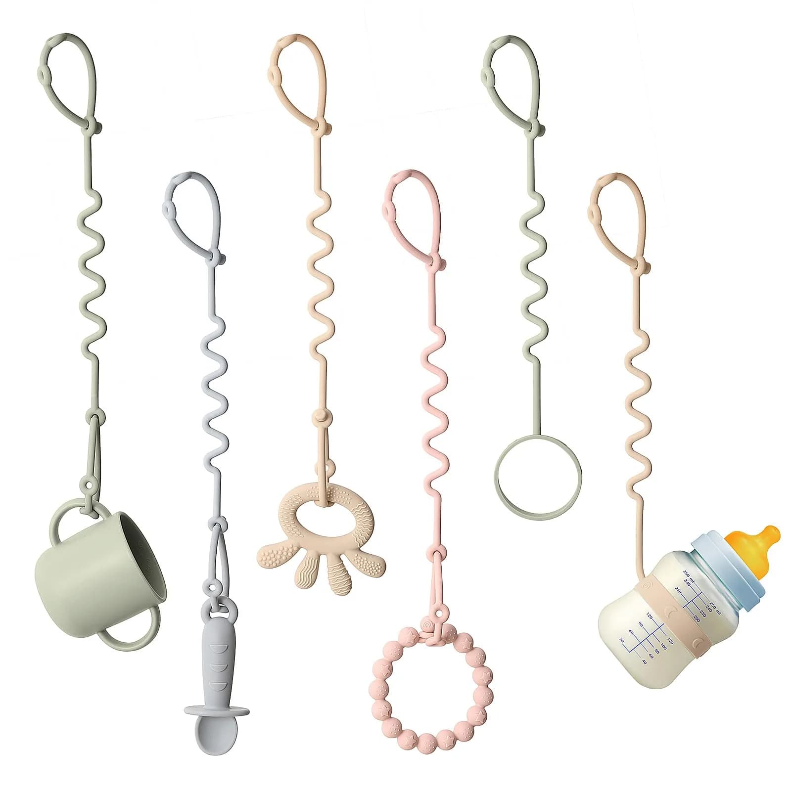 Andy Bear Silicone Toy Straps for Baby 6 Pack | Food Grade & BPA-Free for Strollers & High Chairs - main product image