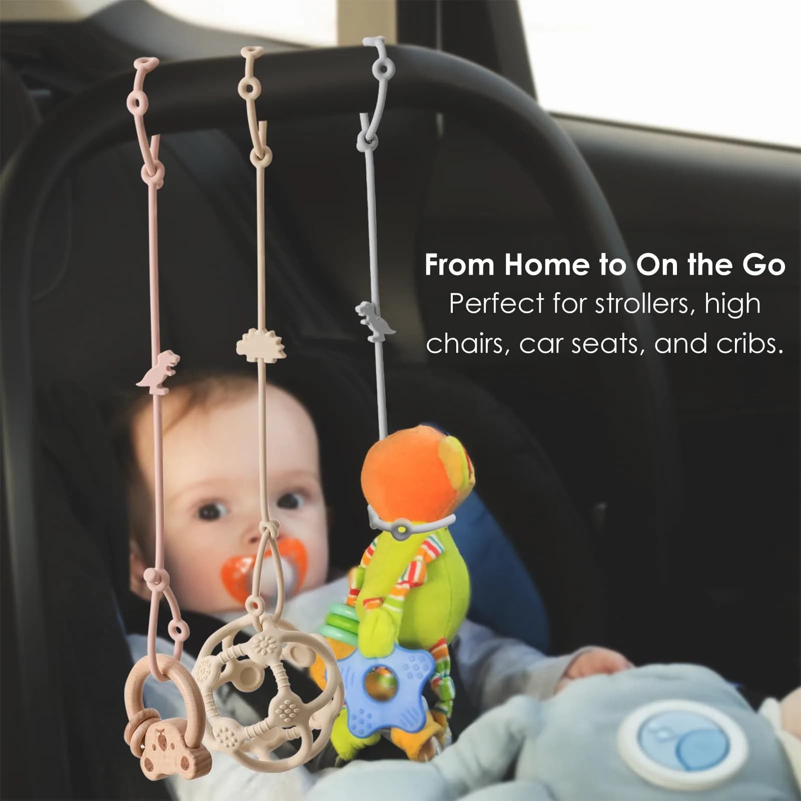 Andy Bear Silicone Toy Straps for Baby 6 Pack | Food Grade & BPA-Free for Strollers & High Chairs - view 7
