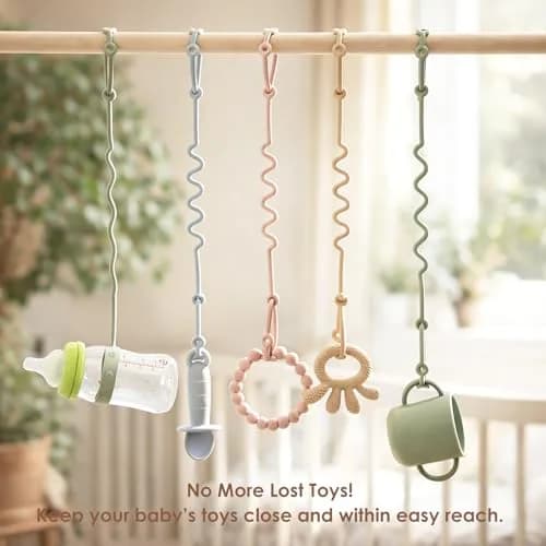 Andy Bear Silicone Toy Straps for Baby 6 Pack | Food Grade & BPA-Free for Strollers & High Chairs thumbnail 2