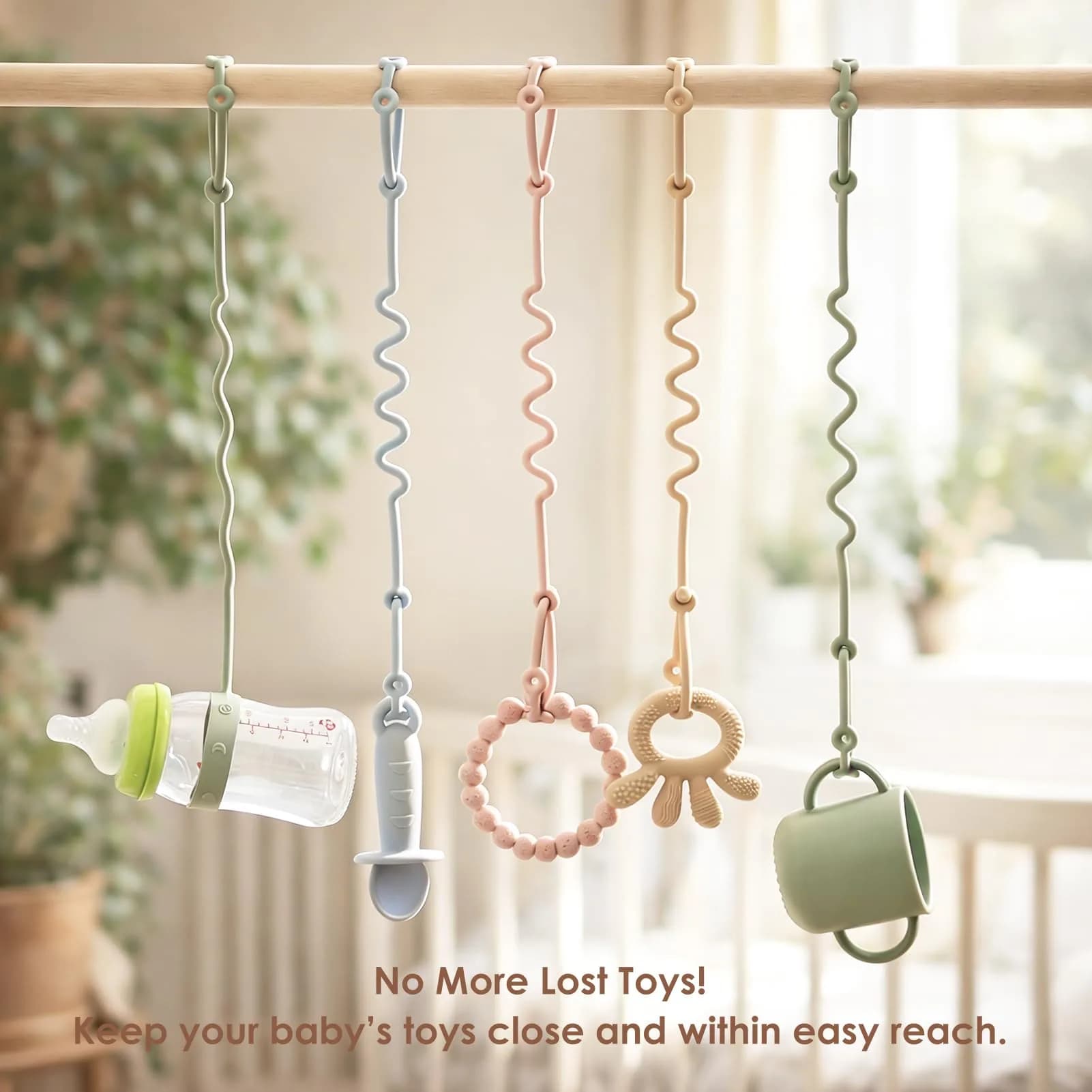 Andy Bear Silicone Toy Straps for Baby 6 Pack | Food Grade & BPA-Free for Strollers & High Chairs - view 2
