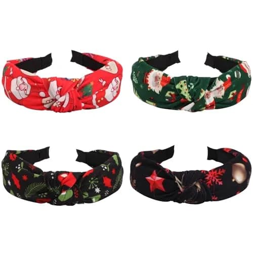 Ardorchid Green Christmas Headband Set | 4-Piece Fabric Hair Hoop for Women & Girls thumbnail 1