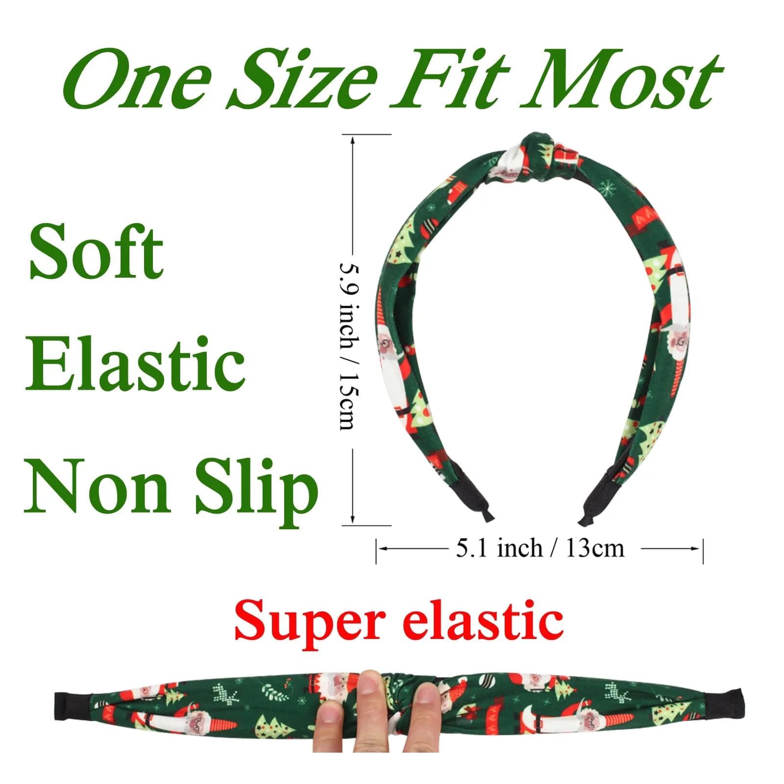 Ardorchid Green Christmas Headband Set | 4-Piece Fabric Hair Hoop for Women & Girls - view 3