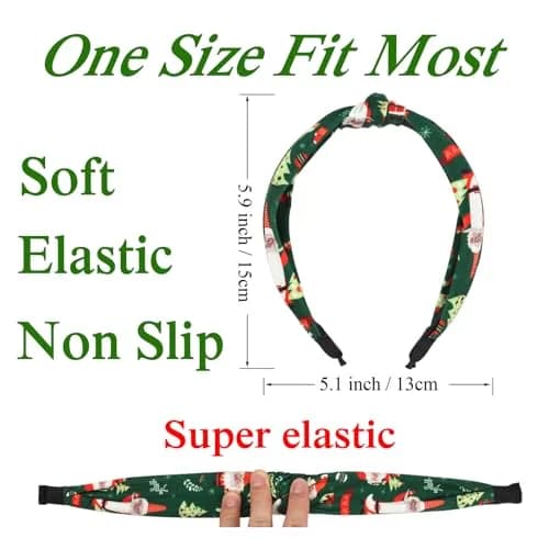 Ardorchid Green Christmas Headband Set | 4-Piece Fabric Hair Hoop for Women & Girls thumbnail 3