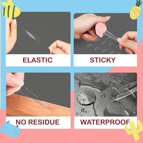 D-NYX Clear Adhesive Tape Dots 280 Count | Double-Sided, Removable, Waterproof thumbnail 5