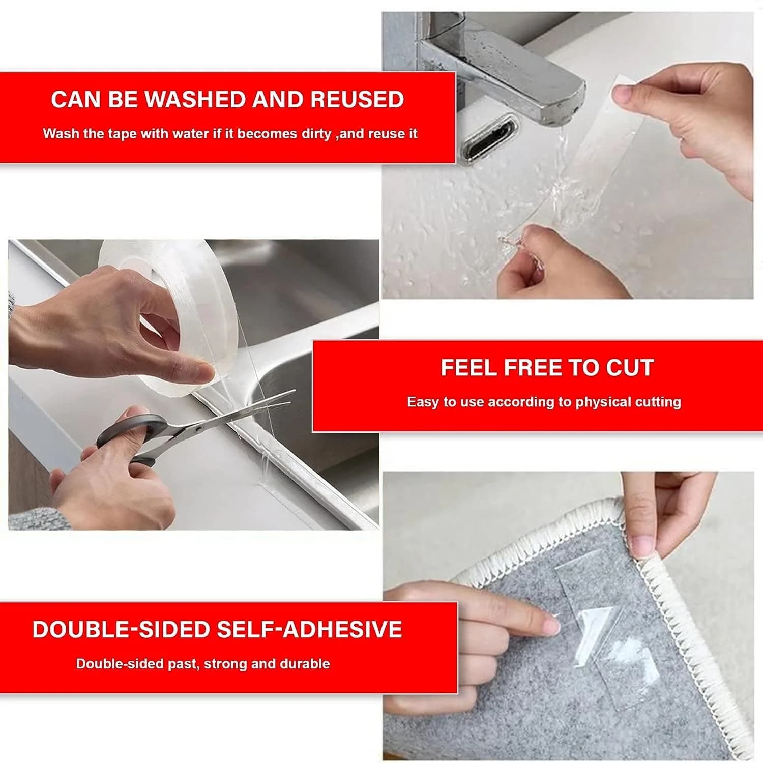 D-NYX Heavy Duty Double Sided Tape Clear Nano Adhesive Roll 3cm (1.18 inch) x 9.85 ft | Strong Hold Mounting Tape - view 4
