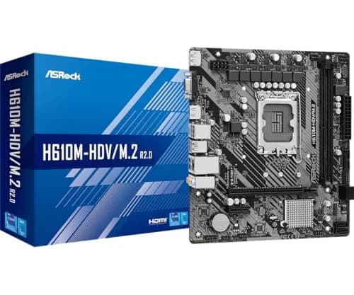 ASRock H610M-HDV/M.2 R2.0 Micro-ATX Motherboard Supports 12th/13th/14th Gen Intel, DDR4 3200, PCIe 4.0, Ultra M.2, Triple Display | Black thumbnail 1
