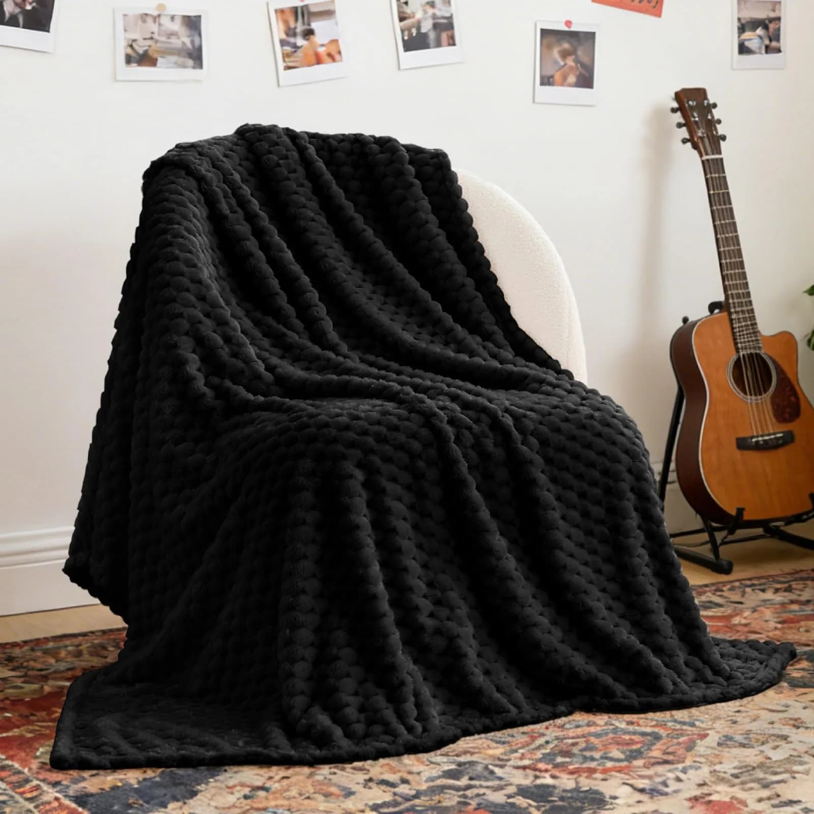 BEDELITE Black Twin Blanket for Couch, 60x80 Inches | Soft Cozy All-Season Fuzzy Throw