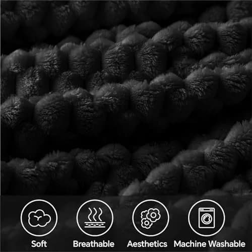 BEDELITE Black Throw Blanket for Couch, 50x60 Inches | Super Soft Cozy Fuzzy Blanket for All Seasons thumbnail 3