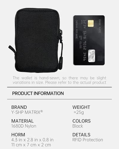 Y-SHP MATRIX EDC Wallet | RFID Blocking Zipper Wallet for Men, Compact & Durable (4.3 x 2.8 x 0.8 inches) thumbnail 2