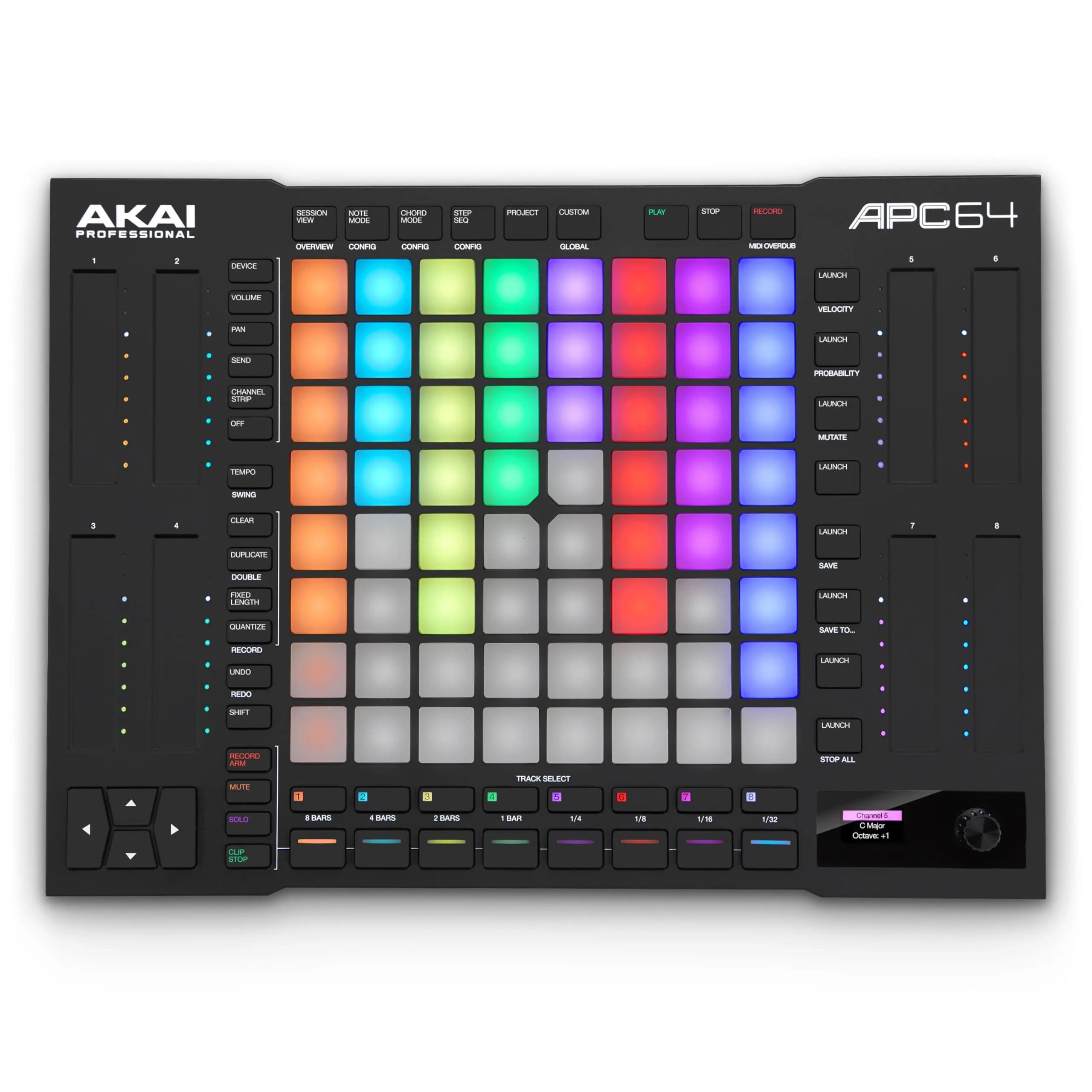 Akai Professional APC64 USB MIDI Pad Controller with 64 RGB Pads & 8 Touch Strips | Music Production & Live Performance — black
