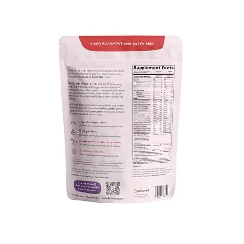 Nurished Mighty Strawberry Milk 11.1oz | Kids Daily Protein & Multivitamin with Probiotics thumbnail 2