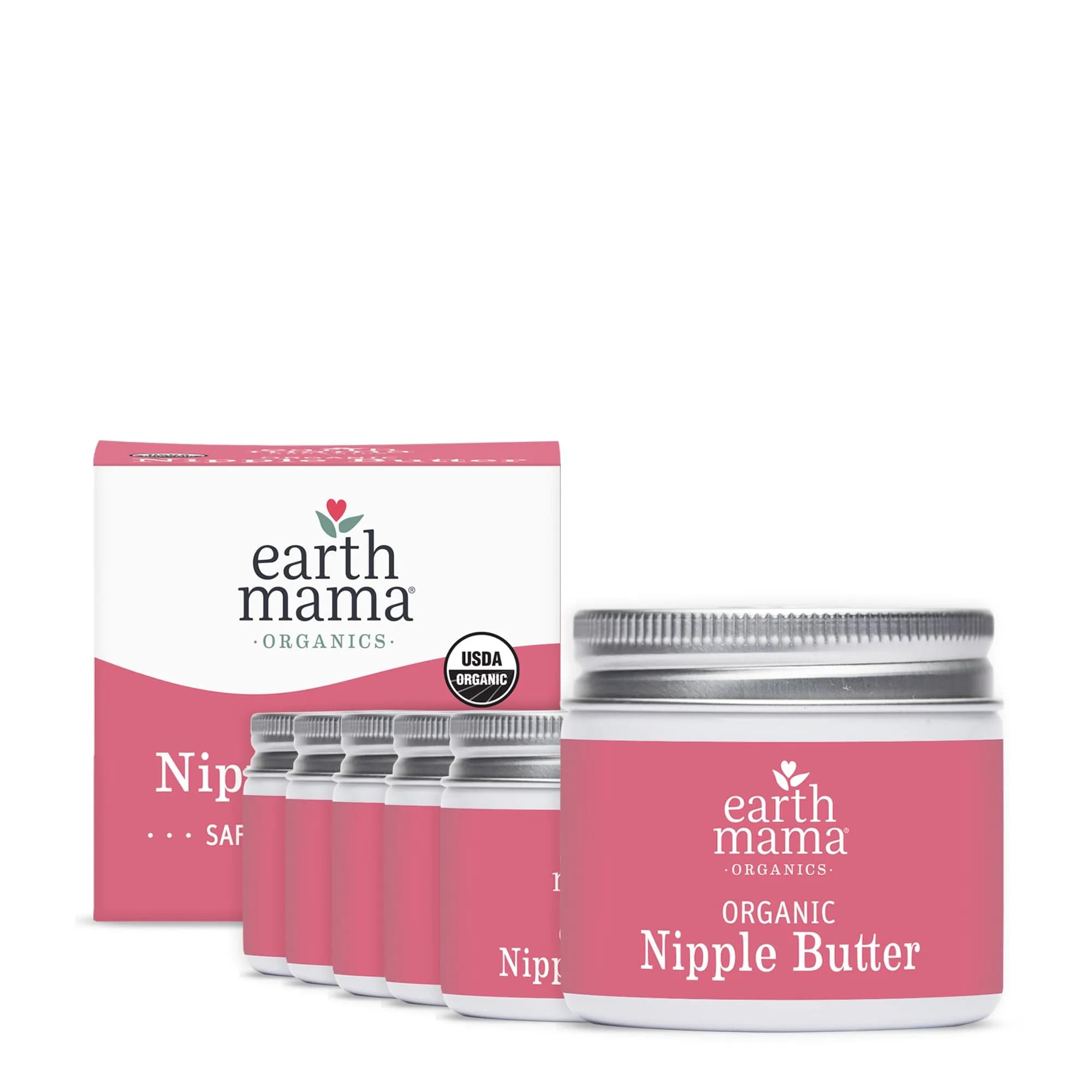 Earth Mama Organic Nipple Butter 2 fl oz (59 ml) 6-Pack | Lanolin-Free Balm for Breastfeeding & Pumping