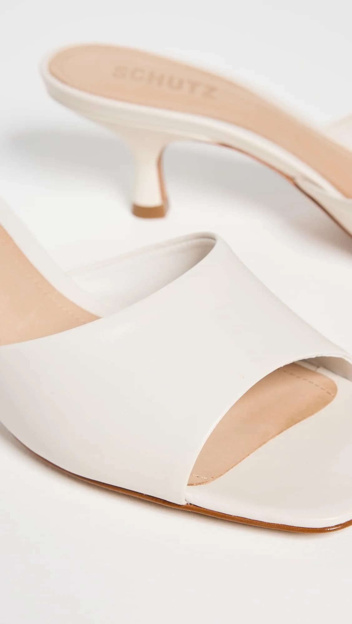 SCHUTZ Dethalia Slide Heels Pearl 9 Medium US | Open Toe, Kitten Heel, Leather Upper thumbnail 5