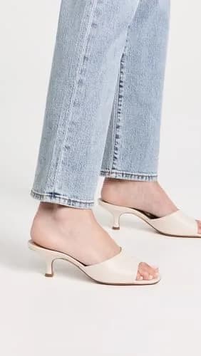SCHUTZ Women's Dethalia Slide Heels Pearl 8.5 Medium US | Open Toe Block Heel thumbnail 2