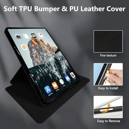 RMJKXQZG Surface Pro Case with TPU Buffer & PU Leather, 12.3 Inch | Auto Wake/Sleep, 360 Swivel Stand, Shockproof thumbnail 4