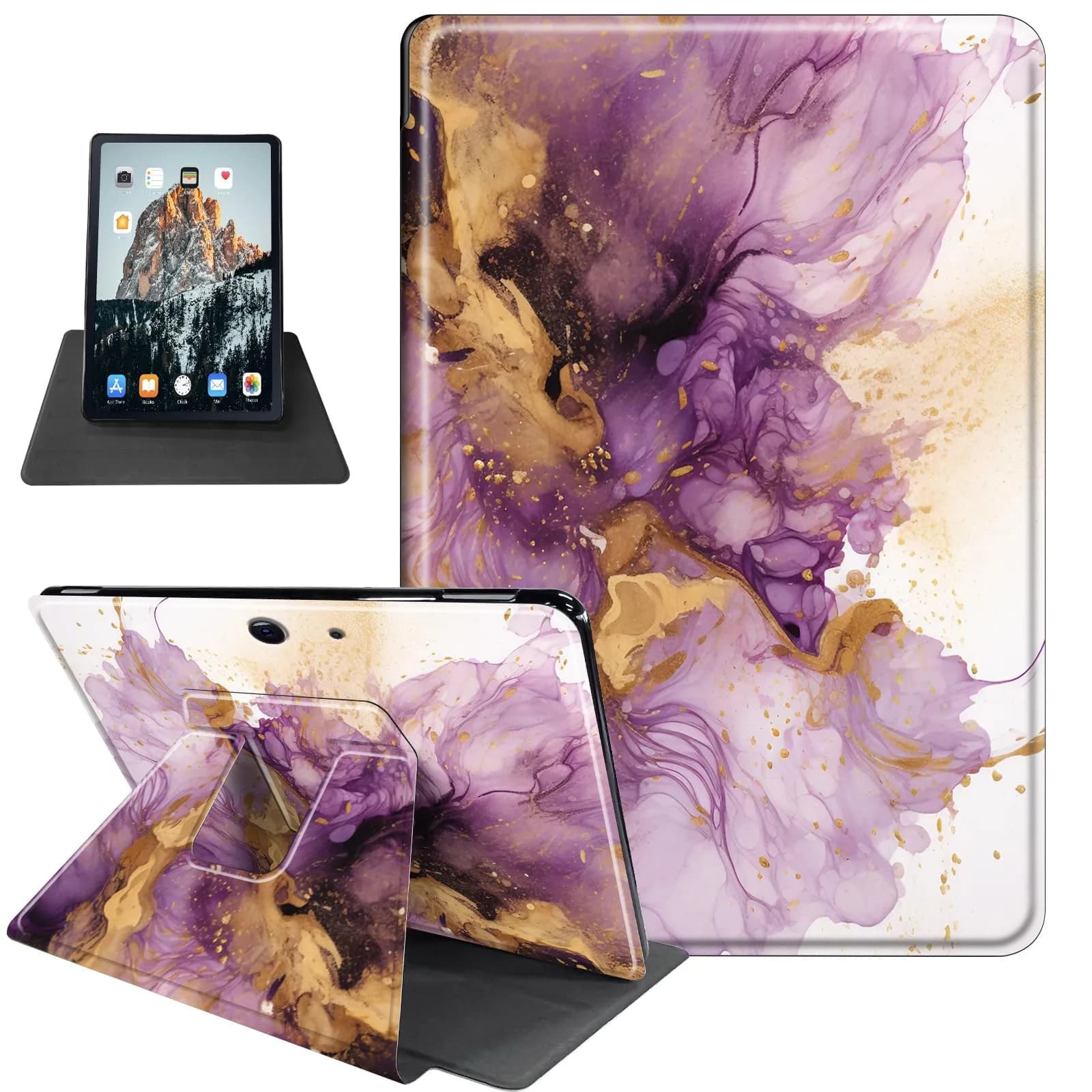 RMJKXQZG Microsoft Surface Pro Case - TPU Buffer, PU Leather, 360 Swivel Stand, Auto Wake/Sleep, Shockproof, Color Collision — Color Collision