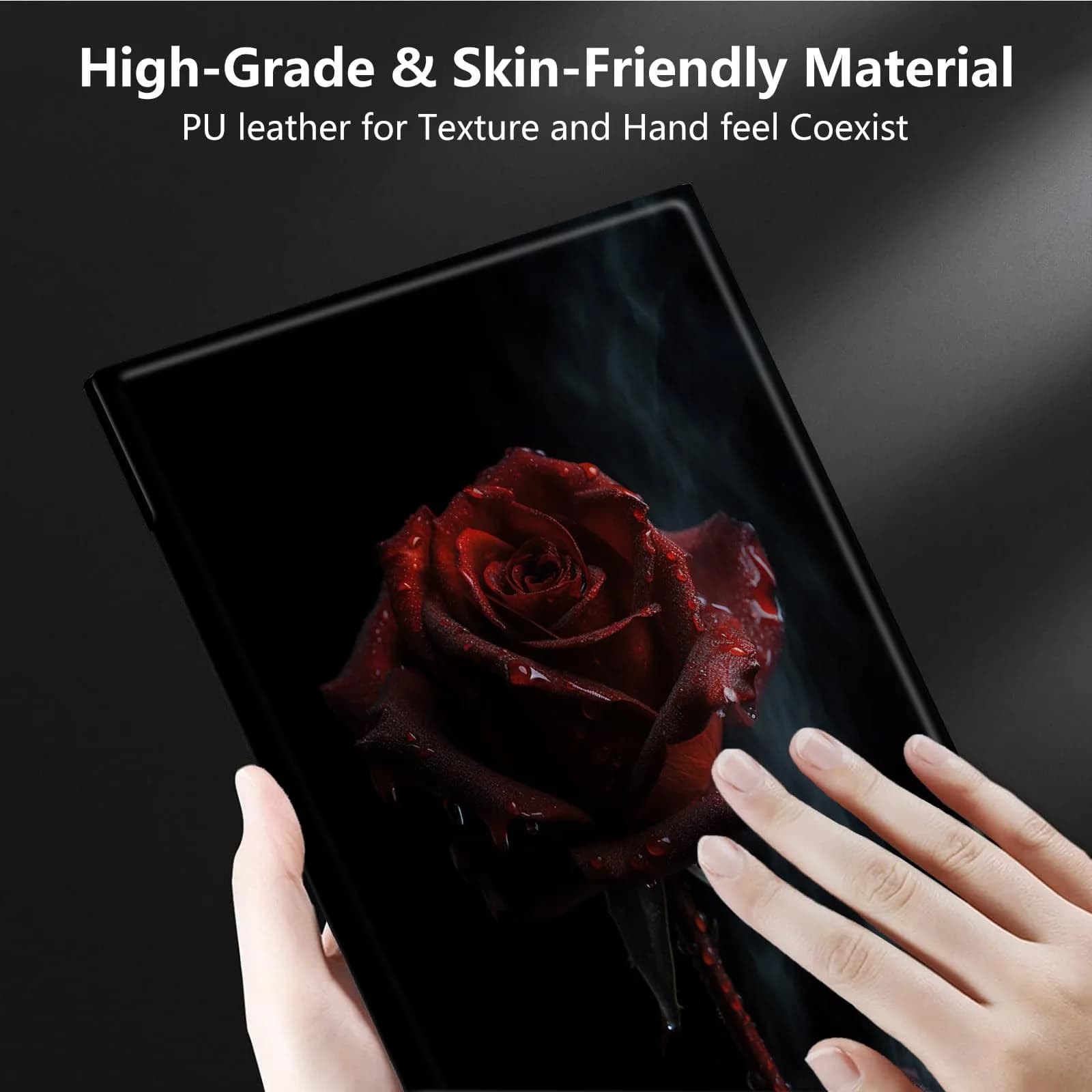 RMJKXQZG Microsoft Surface Pro 7/6/5/4 Case with Soft TPU Buffer, PU Leather, 360° Swivel Stand, Auto Wake/Sleep, Shockproof, Roses in The Rain thumbnail 2