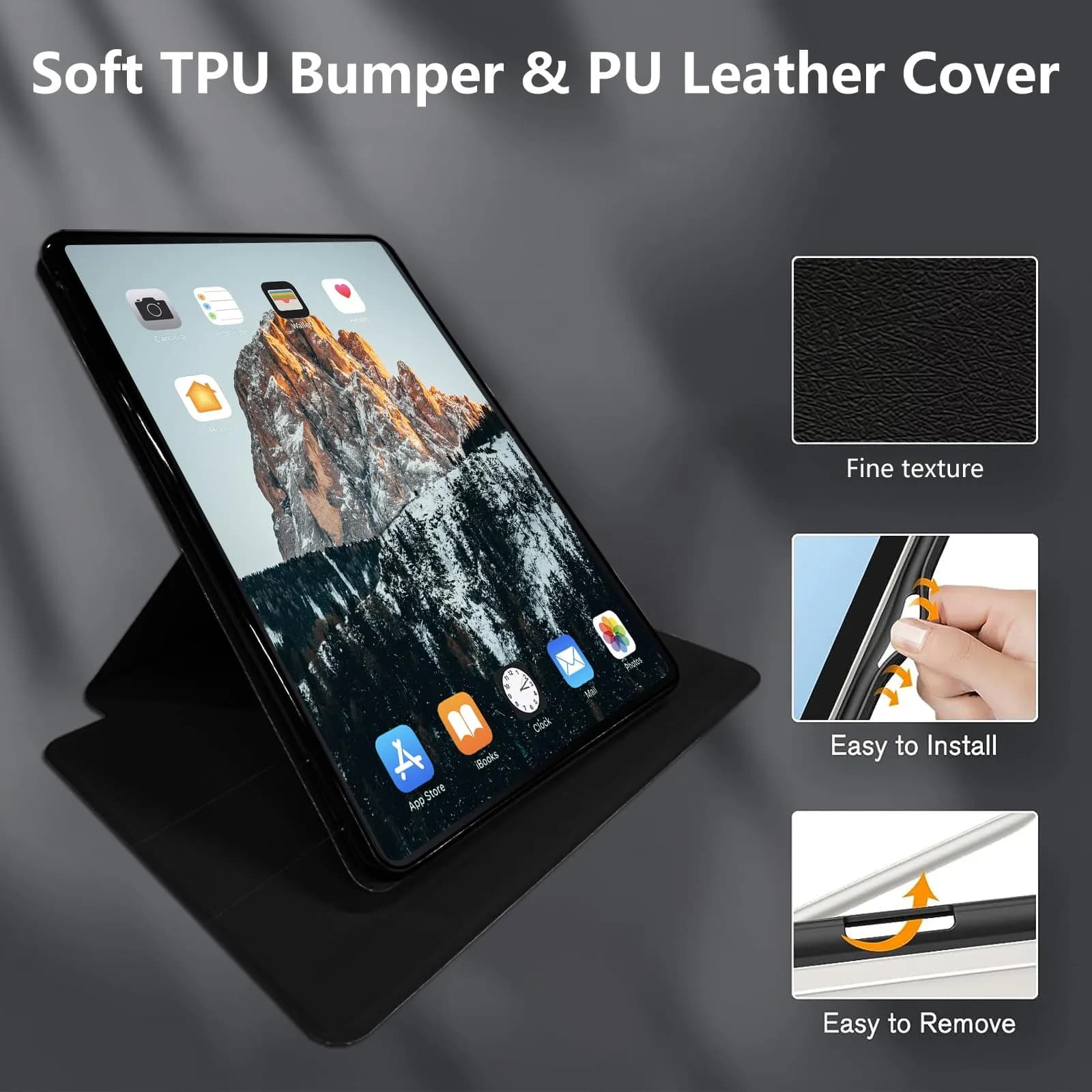 RMJKXQZG Microsoft Surface Pro Case with Soft TPU Buffer, PU Leather Cover, 360 Swivel Stand, Auto Wake/Sleep, Shockproof Flowers in Full Bloom | 12.3 Inch thumbnail 4
