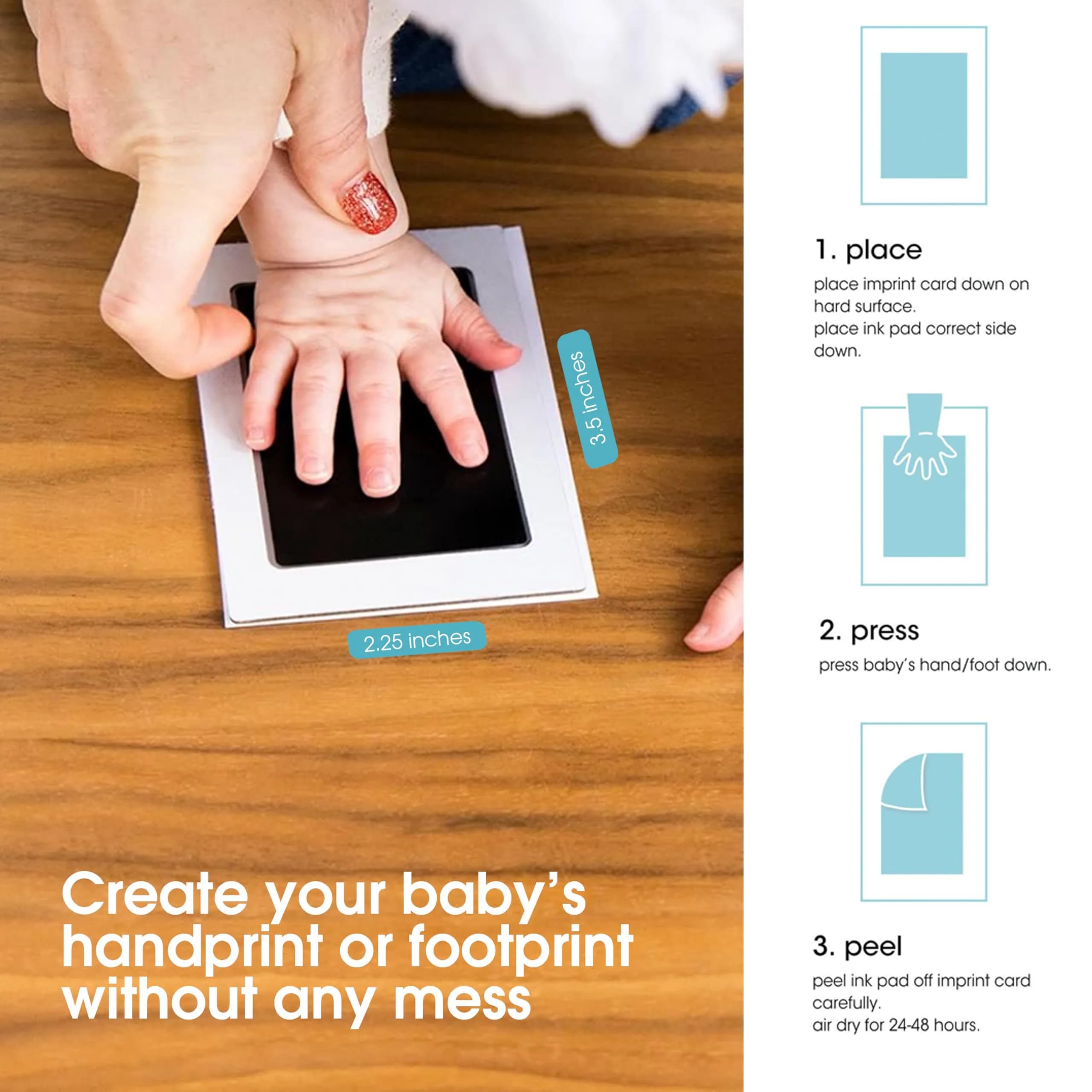 Pearhead Black Inkless Clean Touch Ink Pad Kit - 4 Pack for Baby Hand and Footprints - view 3