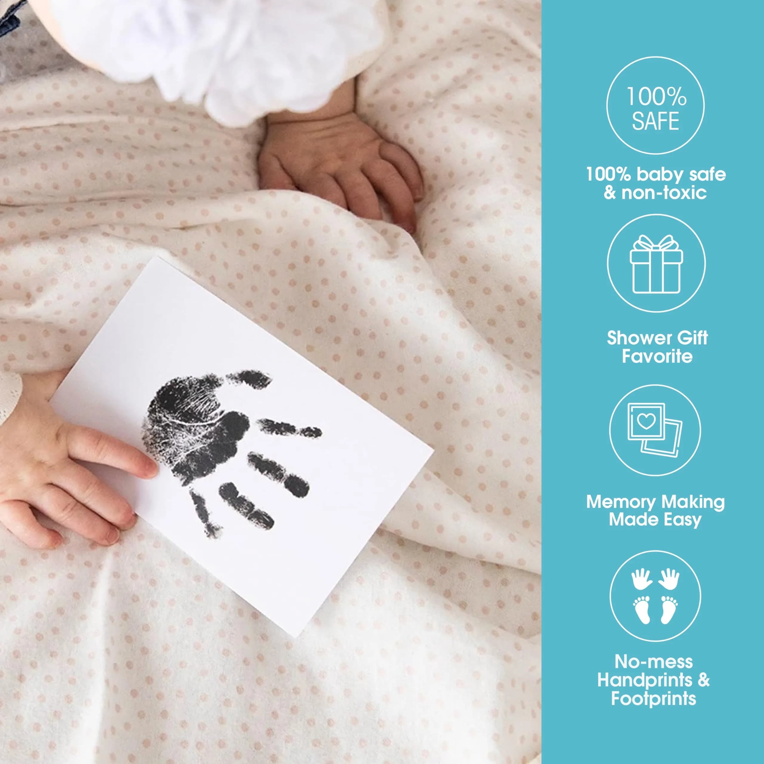 Pearhead Black Inkless Clean Touch Ink Pad Kit - 4 Pack for Baby Hand and Footprints - view 4