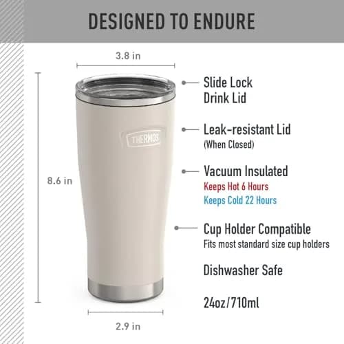 THERMOS Icon Series 24oz Stainless Steel Tumbler with Slide Lock Lid | 710ml (24 fl oz) thumbnail 7