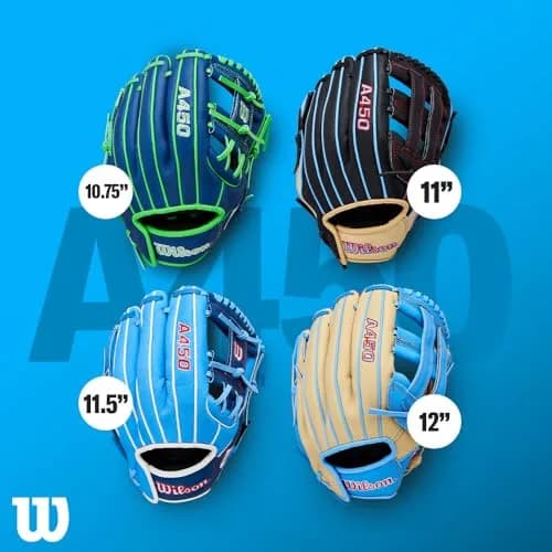 Wilson A450 10.75” Youth Infield Baseball Glove - Right Hand Throw, Grey/Red/Royal | Lightweight Durability thumbnail 8
